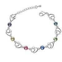 Hot New Charming Lovely Simple Bling Heart Crystal Bracelet Bangle Party Jewelry For Women