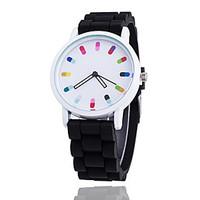 Hot Selling Fashion Candy Color Silicone Quartz Geneva Women Wrist Watch Relogio Feminino Gift Strap Watch