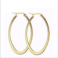 Hoop Earrings Titanium Steel 18K gold Fashion Oval Golden Jewelry Party Daily Casual 1 pair