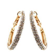 Hoop Earrings Crystal Silver Plated Gold Plated Simulated Diamond Fashion Silver Golden Jewelry Party Daily Casual 2pcs
