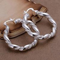 Hoop Earrings Copper Silver Plated Fashion Silver Jewelry Party Daily Casual 2pcs