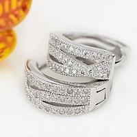 Hoop Earrings Sterling Silver Zircon Leaf Jewelry For Party Daily Casual