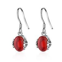 Hoop Earrings Onyx Dangling Style Agate Drop Retro Red Jewelry For Birthday Gift Casual 1 pair