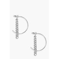 Hoop & Curb Chain Earrings - silver
