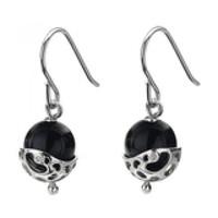 hot diamonds earrings selene orb onyx and silver d