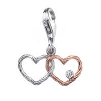 Hot Diamonds Charm Tied Knot Silver 18ct Rose Gold Vermeil