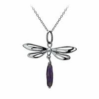 Hot Diamonds Necklace Dragonfly Amethyst And Silver D