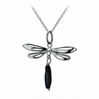 Hot Diamonds Necklace Dragonfly Onyx Diamond And Silver D