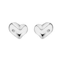 hot diamonds earrings lunar heart silver and diamond