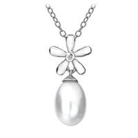 Hot Diamonds Necklace White Flower Diamond and Pearls D