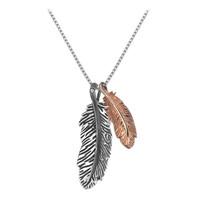 Hot Diamonds Pendant Feather Silver And Rose Gold