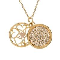 House Of Lor Silver Gold Plated Cubic Zirconia Disc Pendant H-40013