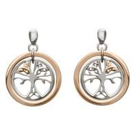 House Of Lor Silver Rose Gold Tree of Life Earrings H-30017