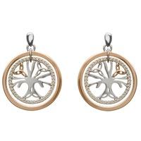 House Of Lor Silver Rose Gold Cubic Zirconia Tree of Life Earrings H-30018