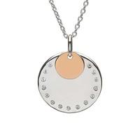 House Of Lor Silver Rose Gold Plated Cubic Zirconia Disc Pendant H-40019