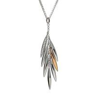 house of lor silver cubic zirconia rose feather pendant h 40018