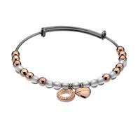 hot diamonds emozioni rose gold plated white glass bead heart bangle d ...