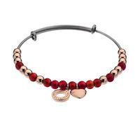 Hot Diamonds Emozioni Rose Gold Plated Red Glass Bead Heart Bangle DC106