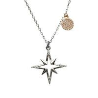 House Of Lor Silver Rose Gold Cubic Zirconia Star and Disc Pendant H-40030