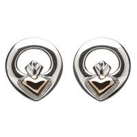 House Of Lor Silver Rose Gold Claddagh Studs H-30014