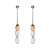 House Of Lor Silver Cubic Zirconia Rose Gold Oval Dropper Earrings H-30005
