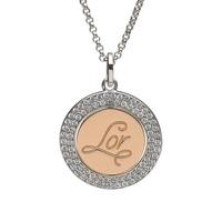house of lor silver rose gold plated inner disc pendant h 40024