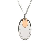 House Of Lor Silver Cubic Zirconia Oval Rose Gold Plated Pendant H-40020