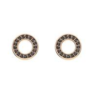 Hot Diamonds Emozioni Rose Gold Plated Saturno Black Cubic Zirconia Stud Earrings DE406