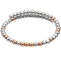 Hot Diamonds Emozioni Silver and Rose Gold Plated Beaded Wrap Bangle DC153