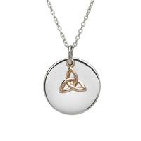 house of lor silver disc rose trinity knot pendant h 40002