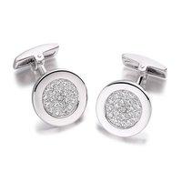 Hoxton London Silver and Zirconia Round Cufflinks