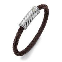 Hoxton London Twist Silver and Leather Bracelet