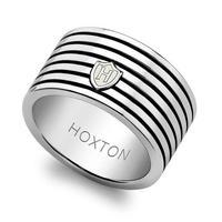 Hoxton London Silver Striped Horizontal Band Ring