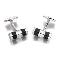 Hoxton London Silver and Onyx Barrell Cufflinks