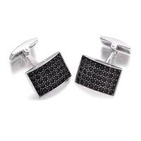 hoxton london silver and black zirconia cufflinks