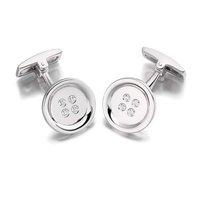 Hoxton London Silver and Zirconia Button Cufflinks