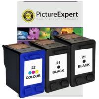 HP 21 / 22 ( C9351ae / C9352ae ) Compatible Black x2 & Colour x1 Ink Cartridge 3 Pack