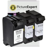 HP 15 / 17 ( C6615de / C6625ae ) Compatible Black x2 & Colour x1 Ink Cartridge 3 Pack