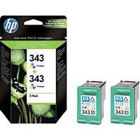 HP 343 ( CB332EE ) Original Standard Capacity Colour Ink Cartridges x2