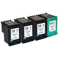 HP 338 High Capacity and 344 Compatible Black and Colour Ink Cartridge 4 Pack