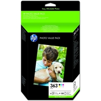 hp 363 series photo value pack ink cartridge and paper kit q7966ee