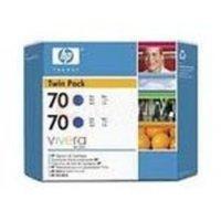 HP 70 130ml Blue Ink Cartridge - Twin Pack