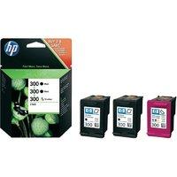 HP 300 Multi-Pack 2x Black, 1x Colour Original Ink Cartridges - SD518AE
