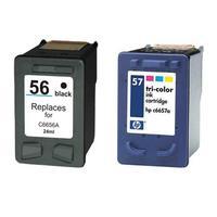 HP 56 Black Remanufactured Ink and HP 57 Tri-Colour Original Ink Combo Pack