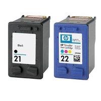 HP 21 Black Remanufactured Ink and HP 22 Tri-Colour Original Ink Combo Pack