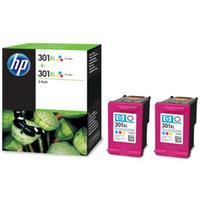 HP 301XL (D8J46AE) Tri-Colour Original Ink Cartridge- Twin Pack