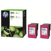 hp 300xl d8j44ae tri colour original ink cartridge twin pack