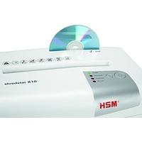 HSM shredstar X10, 10 sheet cross-cut shredder for paper/credit cards/CDs, white/silver