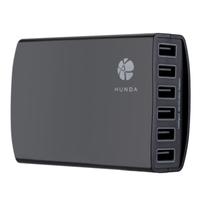 HUNDA Smart IC 6-Port USB Charger Desktop Rapid Charger 5V 12A Power Supply for Apple Samsung Smartphone