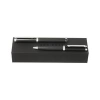 Hugo Boss Pens Column Dark Chrome Ballpoint & Rollerball Pen Set